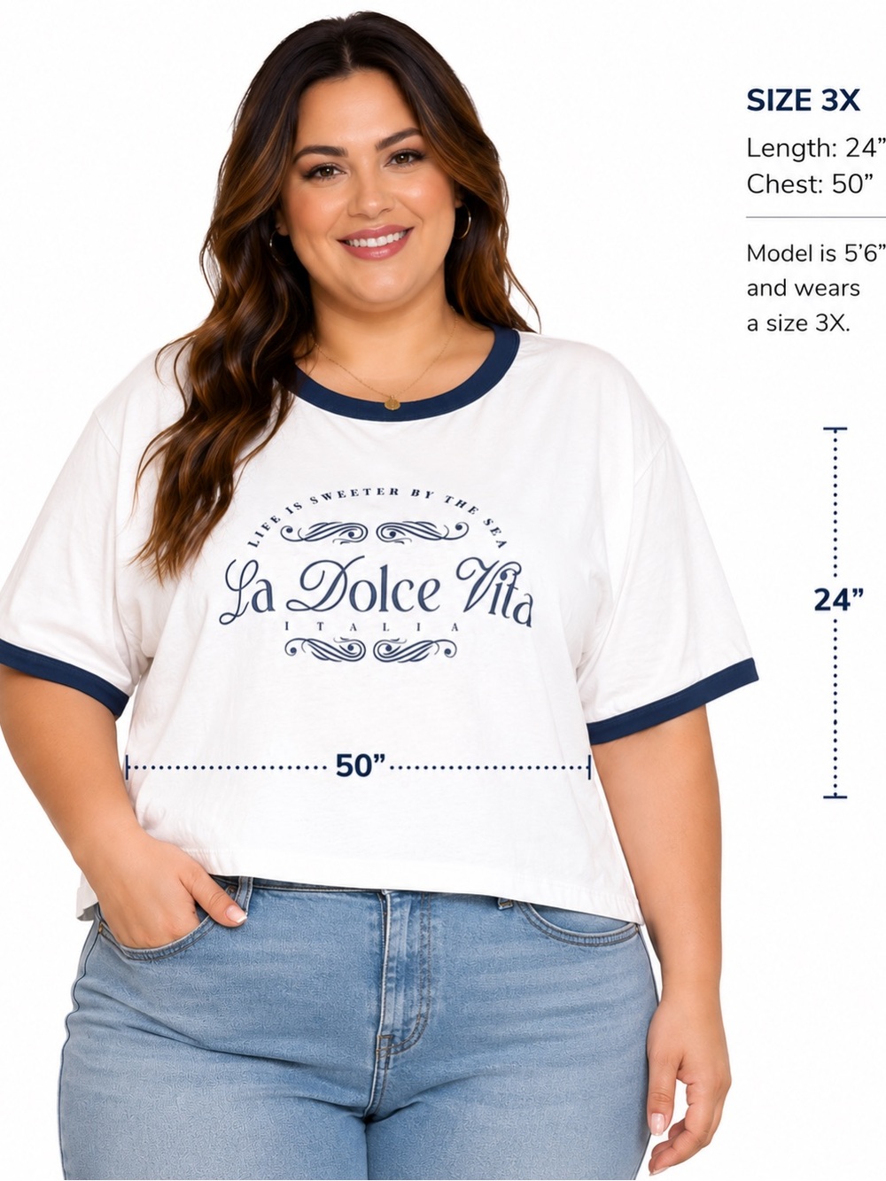 Mighty Fine “La Dolce Vita Italia” Graphic Tee Women’s Plus Size 3X Coastal
